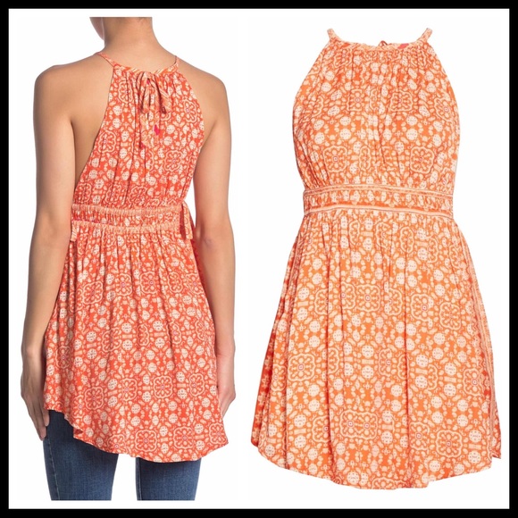 FREE PEOPLE BOHO PRINT FLOWY TUNIC MINI DRESS A2C - Picture 8 of 16